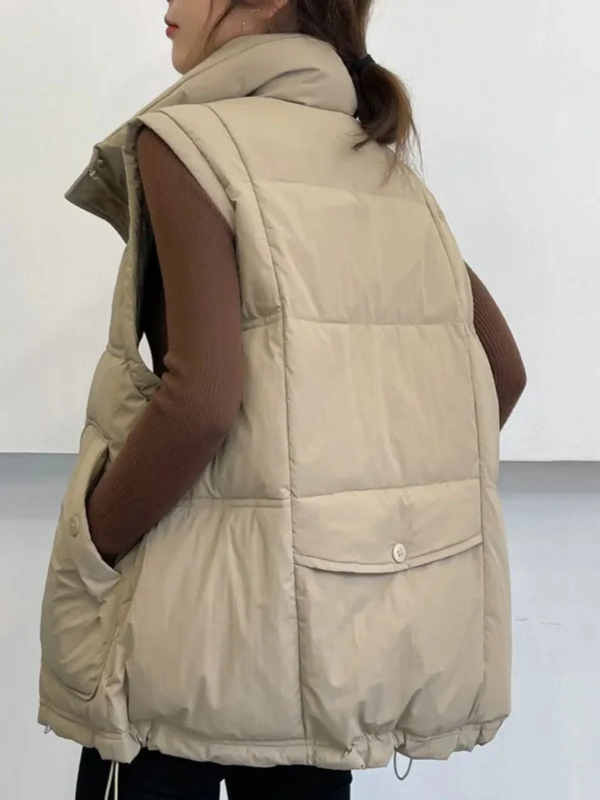 plus Size Women's Casual down Cotton Vest Loose Meat Covering oulder Bared Coat Winter Outerwear Korean Sle Commute