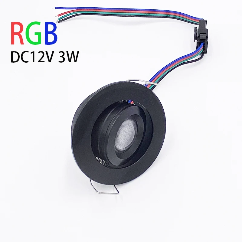 3W uchylny obrotowy regulowany Mini reflektor sufitowy DC12V RGB RGBW możliwość przyciemniania wpuszczany typu Downlight dekoracja wnętrz kolorowe