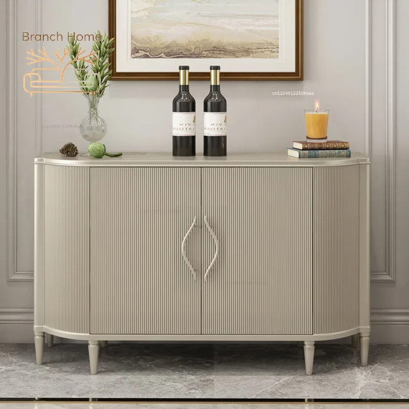 American light luxury door cabinet, high-end sense of entry, facing the door, side cabinet, cream style marble solid wood French