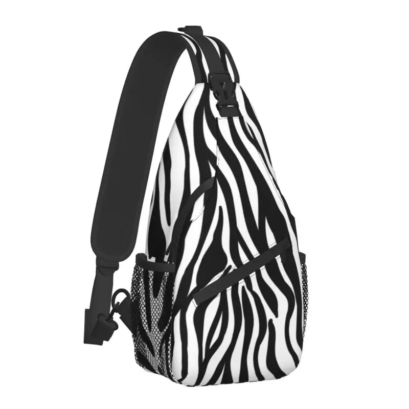 Casual zebra padrão impressão estilingue crossbody mochila homens animais selvagens ombro saco de peito para viajar