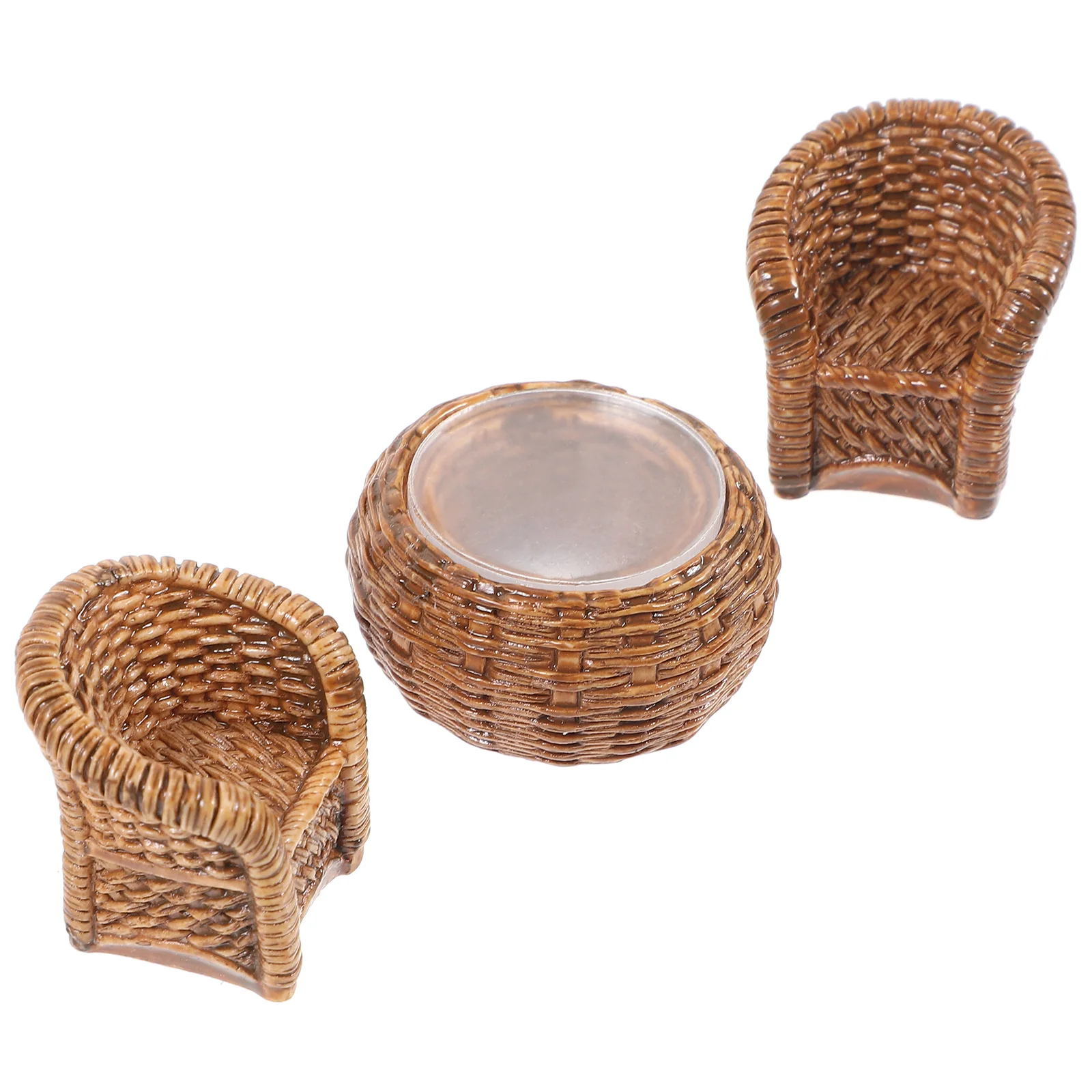 Miniature Dinning Room Furniture House Decoration Basket Accessories Bamboo Table Resin Child