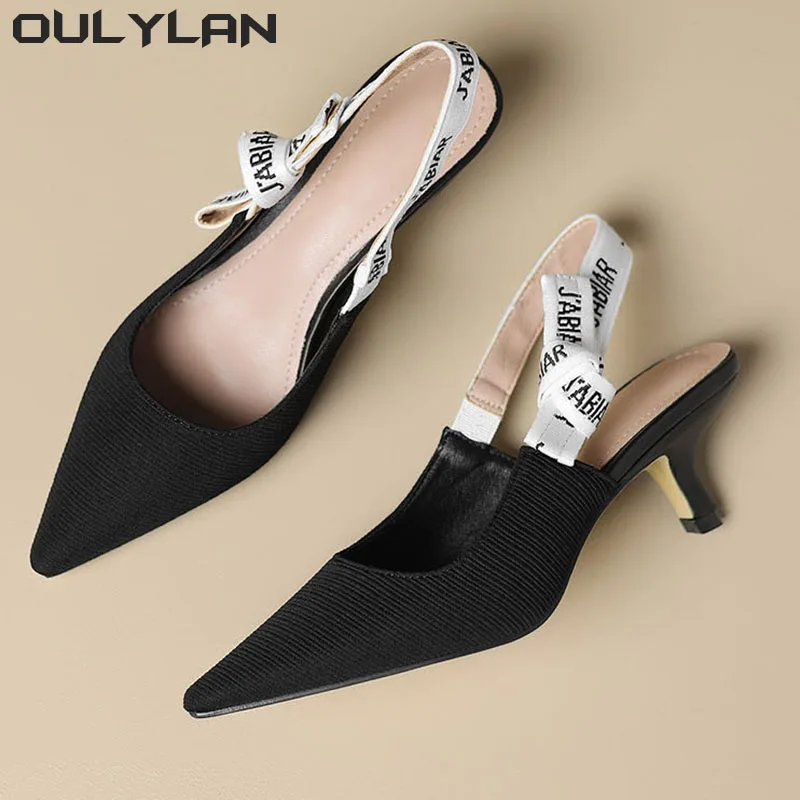 Mujer Women's Sexy Pointed Toe Sandals Spring Fashion Slingback Shoes 2024 New Luxury Ladies High Heel Slippers Pumps Sandalias