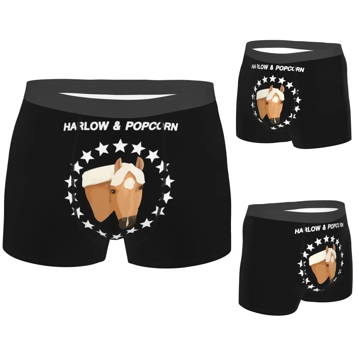 

Boxer Underpants Shorts Harlow And Popcorn Merch Popcorn The Pony Panties Men Soft Underwear for Homme Man Boyfriend Gift