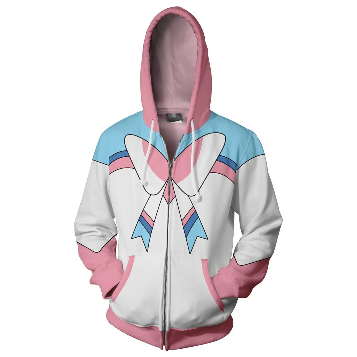 Anime Sylveon Cosplay 3D Printing Hooded Zipper Jacket Coat Sweatshirts Outwear Men's Streetwear Hoodies