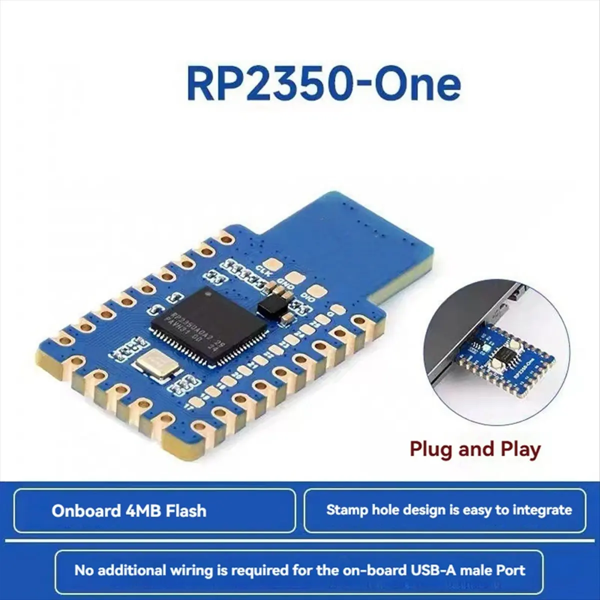 

(A32M) Мини-плата разработки RP2350-One для микроконтроллера Raspberry Pi, USB-плата разработки RP2350, версия Type-A, 4 МБ флэш-памяти