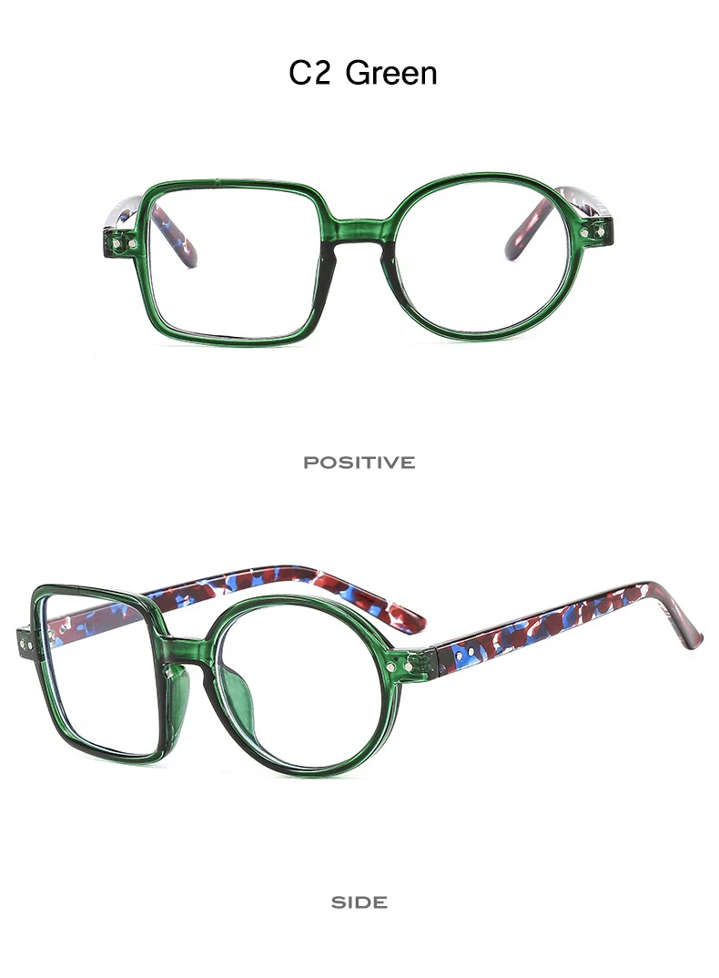 Oec cpo quadratische Brille Frauen Männer Mode klare Brille optische Brille Rahmen Persönlichkeit runde transparente Linse Spektakel – Detail 6