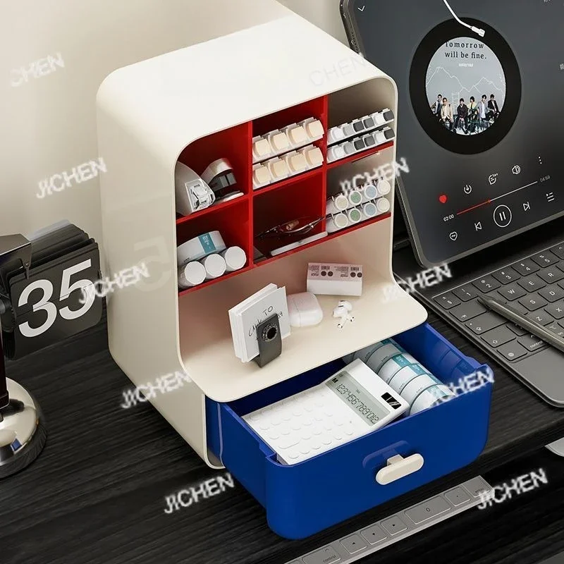 

Настольный многоцелевой ящик для хранения HSClamshell, офисный ящик, косметическая стойка для мелочей, студенческая коробка для канцелярских принадлежностей, организация макияжа