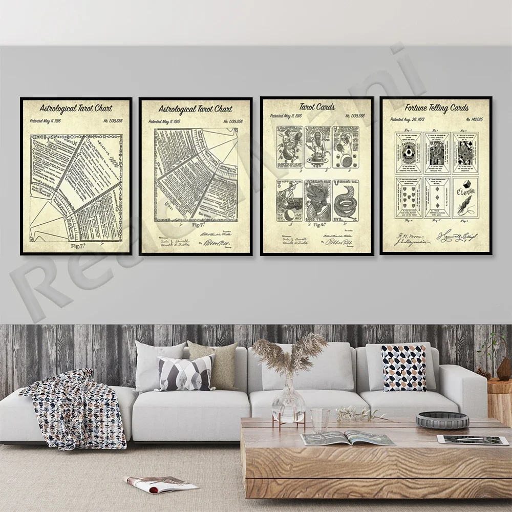 1915 Tarot Patent Print - 1910 Patent Drawing - Spiritual Decoration - Tarot Card Reader Gift - Antique Mystery Poster