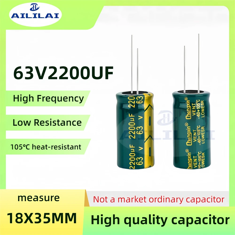 2 buah asli Capacitor Low ESR/impedansi frekuensi tinggi 63V 2200UF aluminium elektrolit kapasitor ukuran: 18X25MM