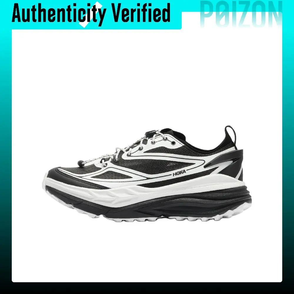 HOKA ONE ONE Stinson One7 Trail Running Shoes Men's Black White 1178630-BWHT