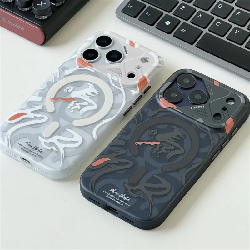 Modne etui na telefon z grafiką graffiti, matowe, do iPhone 17 Air 16 15 Pro Max, z obsługą Magsafe, magnetyczne, do bezprzewodowego ładowania, z ochroną obiektywu, twarde etui. — zdjęcie produktu 3