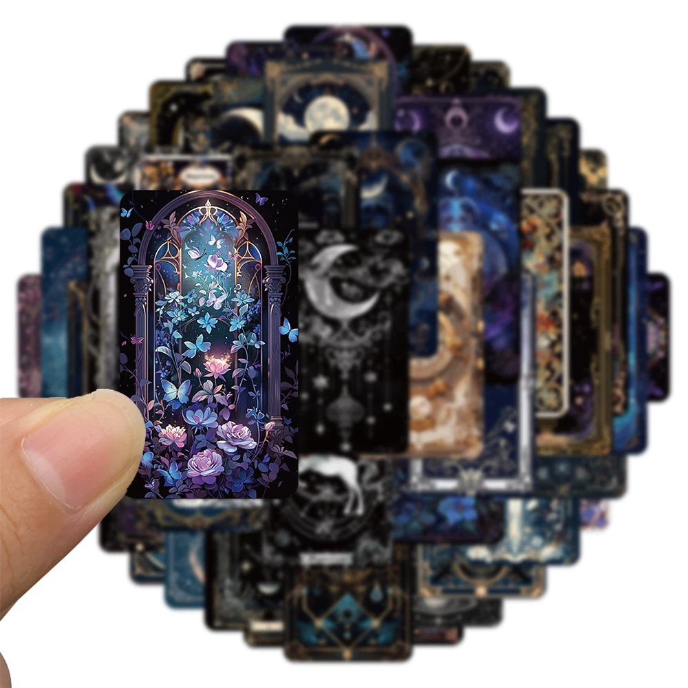 10/30/50pcs Cool Dark Mysterious Space Moon Stickers Aesthetic Tarot Goth Decal Graffiti Luggage Laptop Phone Decoration Sticker