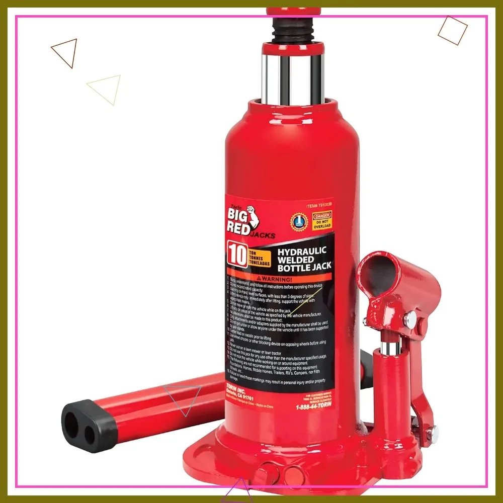 แม่แรงไฮดรอลิกแบบขวด 10 ตัน รับน้ำหนักได้ 20,000 ปอนด์ สีแดง - ทนทานและปลอดภัยสำหรับใช้ในบ้านและเชิงพาณิชย์