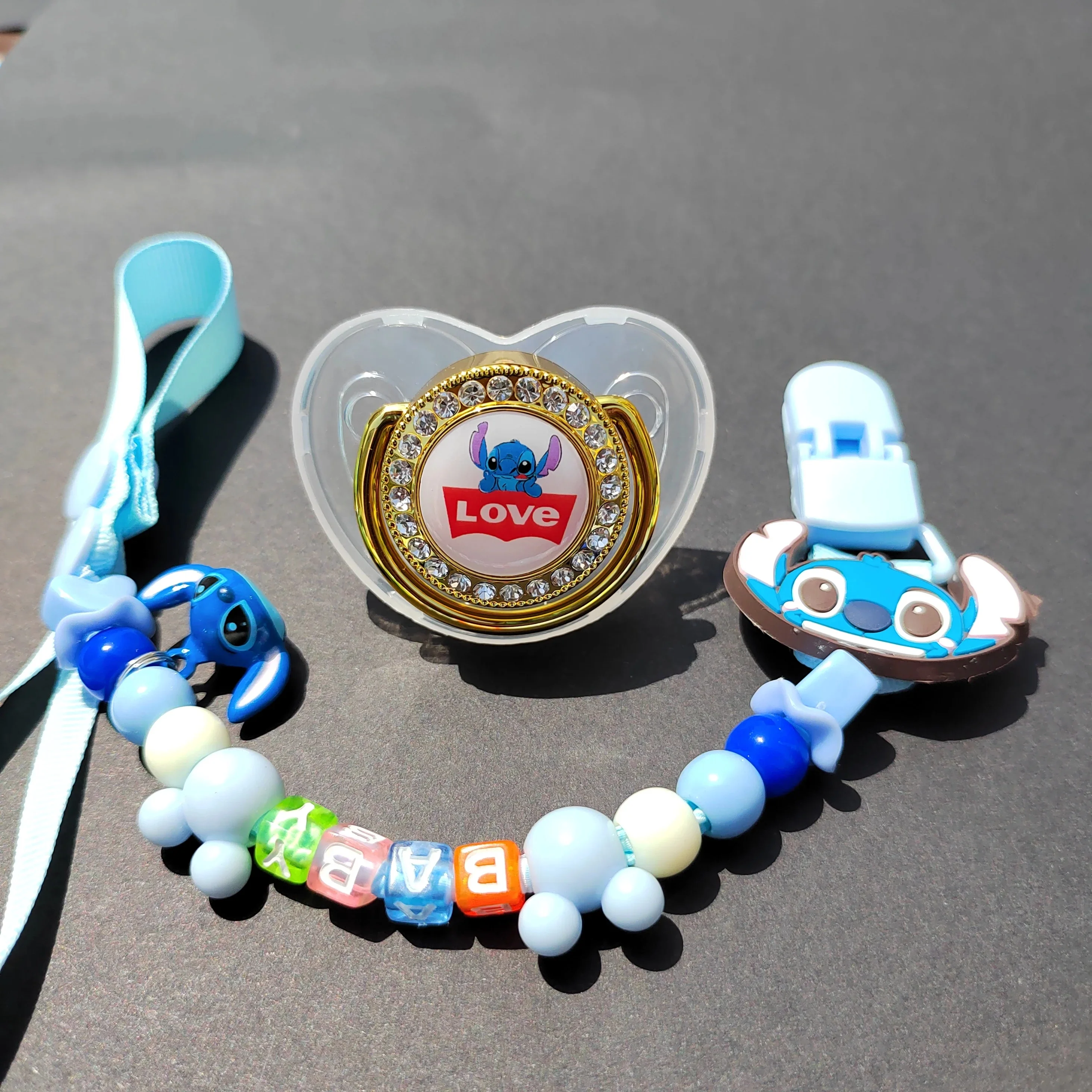 Baby personalized pacifier clip Newborn crawler Headband Luxury pacifier holder Bling Baby silicone Nipple BPA-free tether Baby