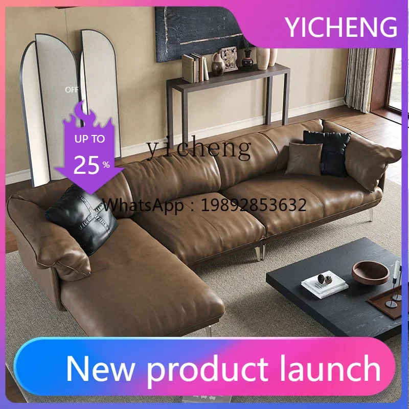 

Итальянский кожаный диван класса люкс из натуральной кожи первого слоя, в стиле французского ретро, для гостиной, для небольшой квартиры.