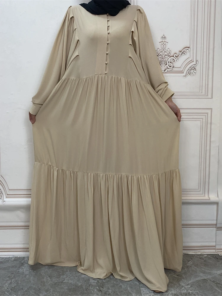 Chiffon Solid Morocco Dress Muslim Women Abaya Prayer Front Button Long Robe India Abayas Dubai Turkey Longue Vestidos Largos