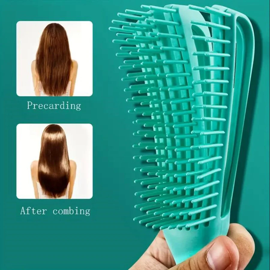 Escova de cabelo de pesca - Diga adeus aos nós e entrelazamentos Escova de cabelo antiestática com oito garras, adequada para cabelos molhados ou secos
