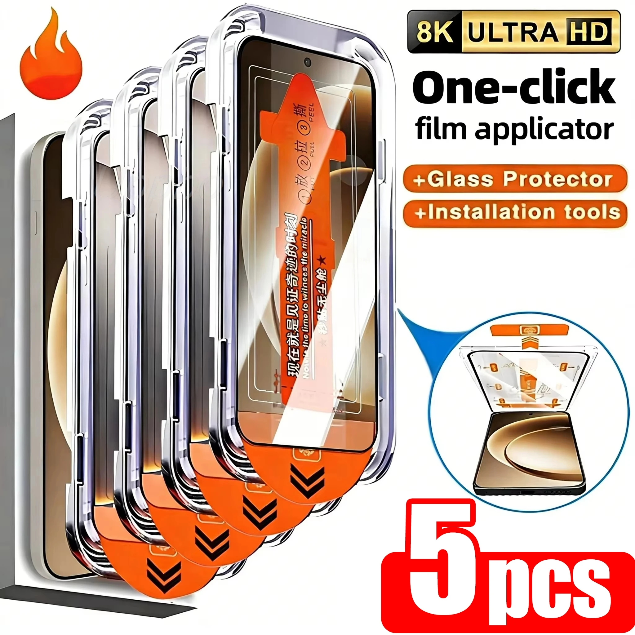 5Pcs Tempered Glass Screen Protector For Samsung A16 5G A26 A15 A25 A24 A23 A22 A21S A14 A13 A12 Film With Installation Box