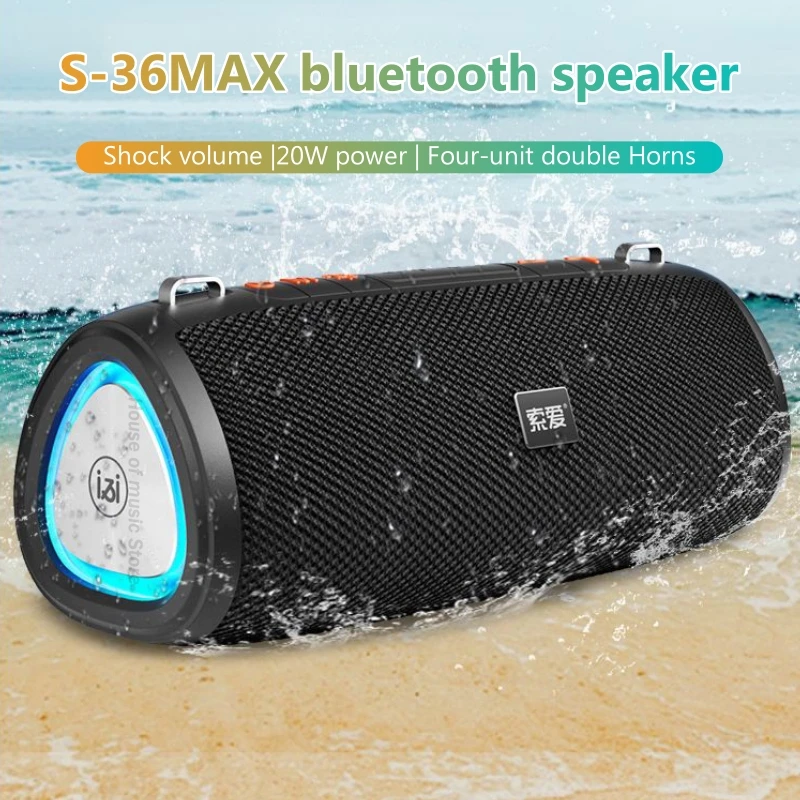 

SOAIY Top Selling Super Quality Outdoor Portable Dj Speakers Wireless BT 5.3 Waterproof Subwoofer Speakers 20W Shock Volume