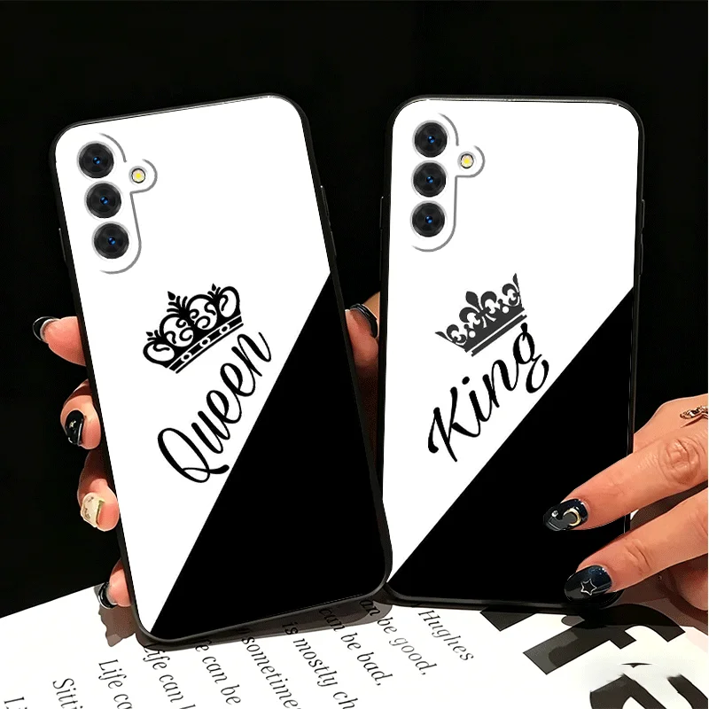 Queen King Couple Theme Silicone Phone Case for Samsung A17 A16 A15 A14 A13 A57 A56 A55 A54 A53 A37 A36 A35 A34 A33 A27 A26 A25