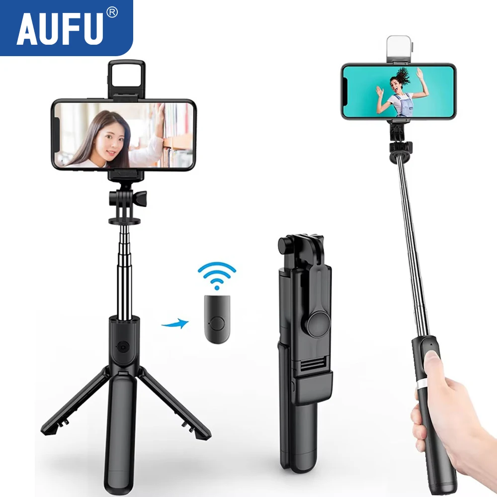 

AUFU палка для селфи, беспроводной штатив с заполняющей подсветкой, выдвижной штатив с дистанционным управлением Bluetooth для смартфона iPhone
