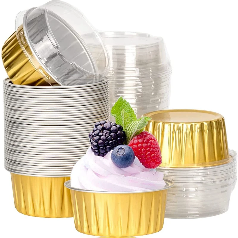 

Aluminum Foil Baking Cups Aluminum Foil Cupcake Liners Cups With Lids Foil Baking Cake Cups Aluminum Muffin Cups