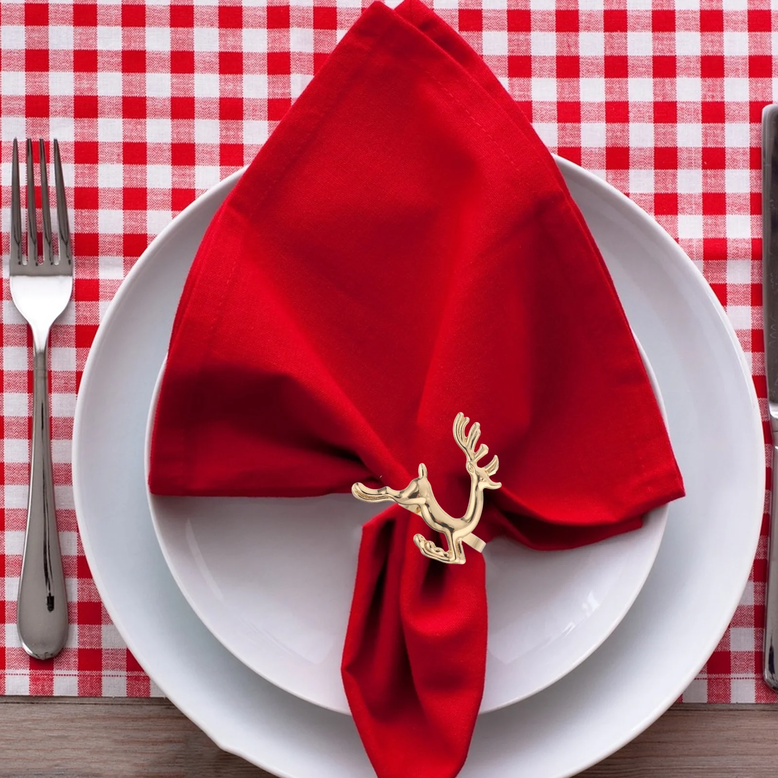 

6Pcs Christmas Deer Napkin Rings Metal Buckle Reindeer Holiday Dinner Table Setting Party Decor Reindeer Napkin Rings
