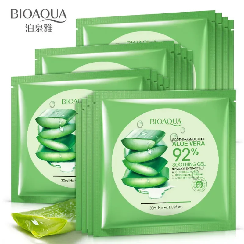 

Bioaqua Aloe Vera 92% Soothing Gel Wrapped Face Masks Nourishing Whitening Anti-Aging Shrink Pore Brighten Facial Mask Skin Care