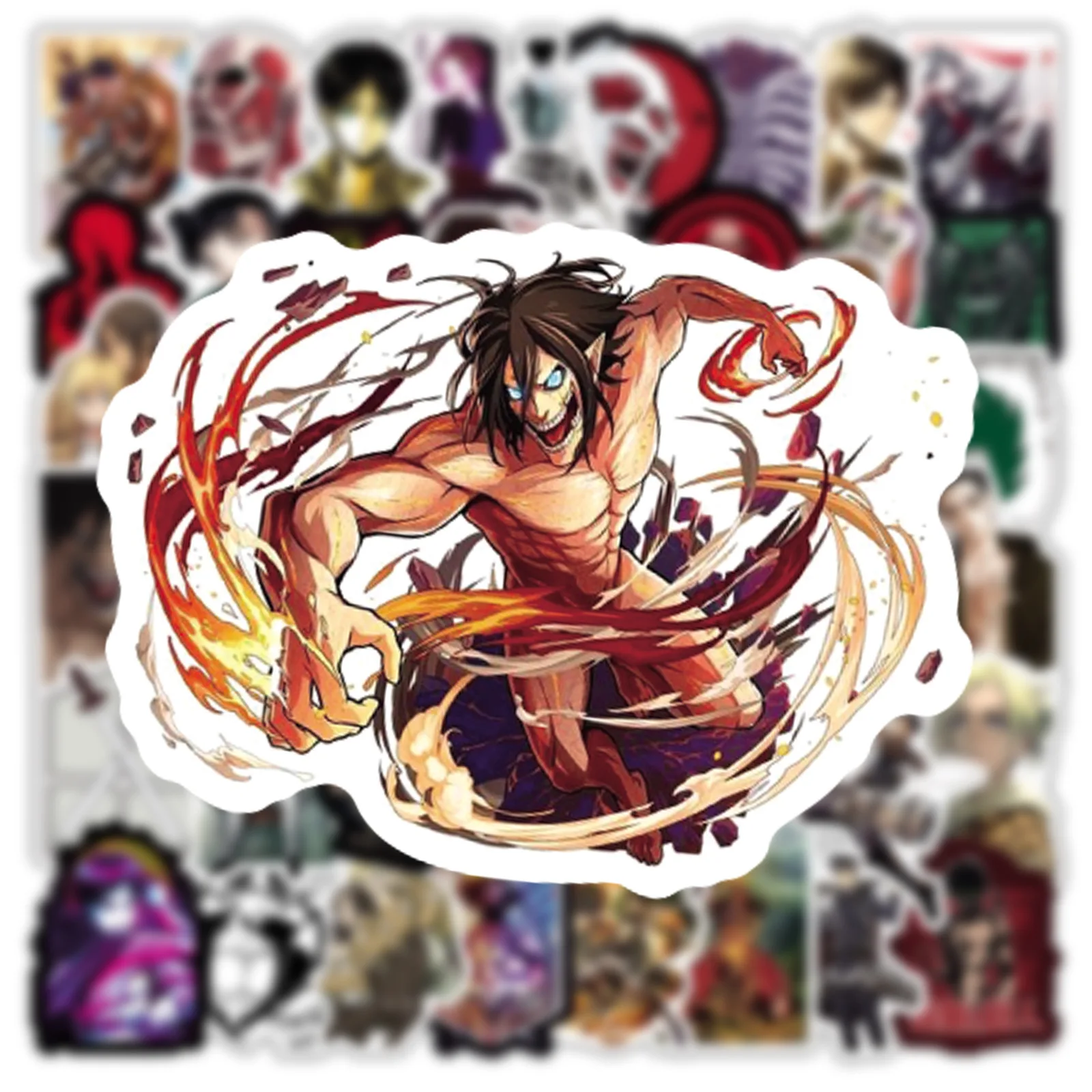 50Pcs Cartoon Animation Attack on Titan Series Graffiti Stickers Suitable for Laptop Helmets Desktop Decoration DIY Stickers