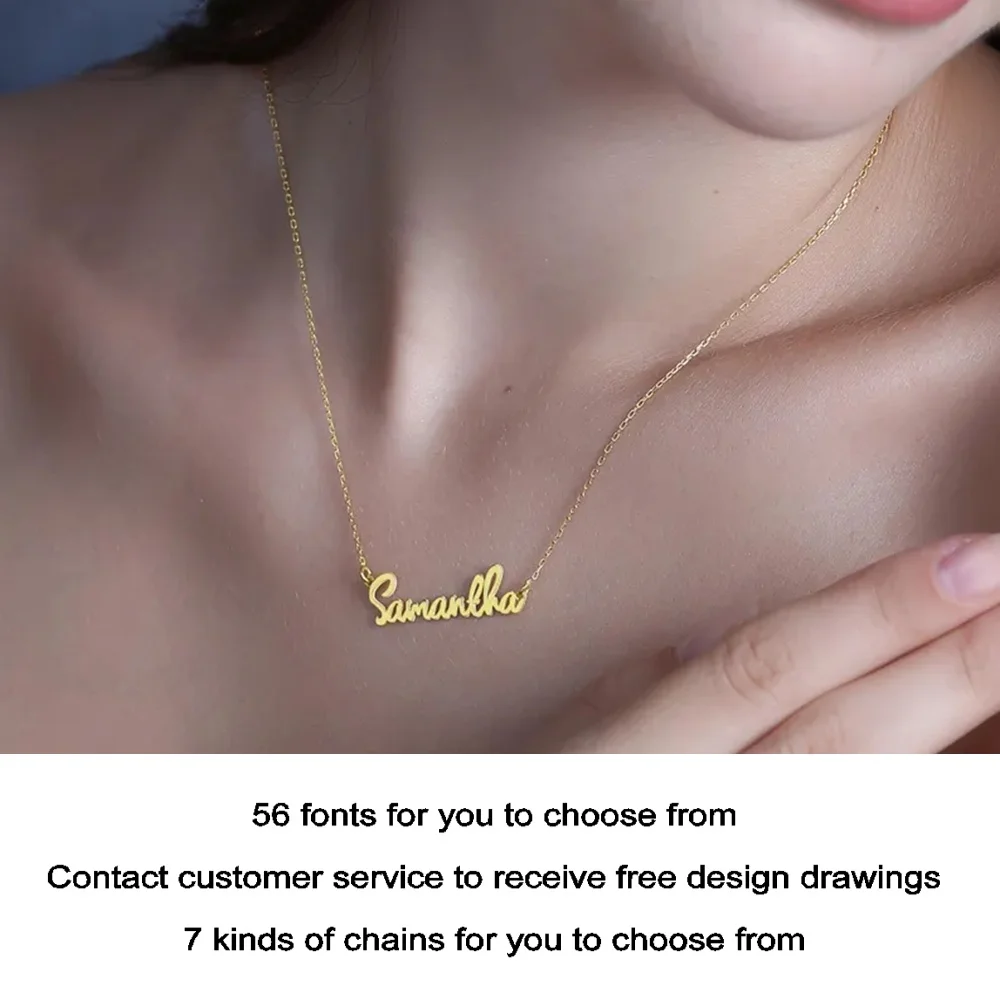 

2025 new custom name women's necklace, high-quality waterproof gold-plated chain, personalized couple necklace silver