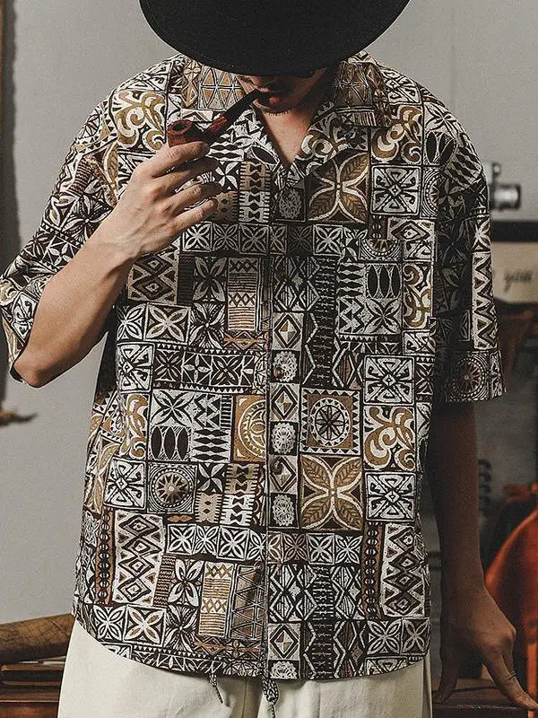 

Однобортный топ с принтом, мужской повседневный топ из полиэстера, свободная посадка, обычная длина, весна-лето irt