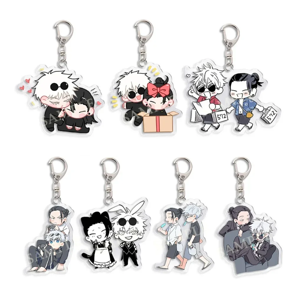 AnimePeripheral Jujutsu Kaisen Satoru Gojo Cartoon Acrylic Keychain Backpack Pendant Decoration Boy Accessory Toy Festivals Gift