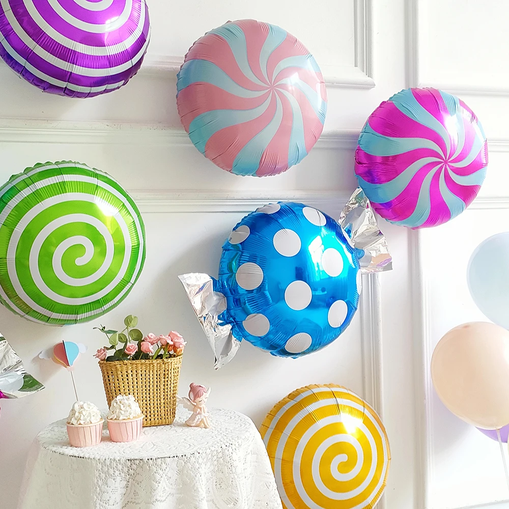 5/10pcs 18inch Colorful Sweet Windmill Candy Foil Balloons Baby Shower Christmas Wedding Birthday Party Decoration New Year 2024