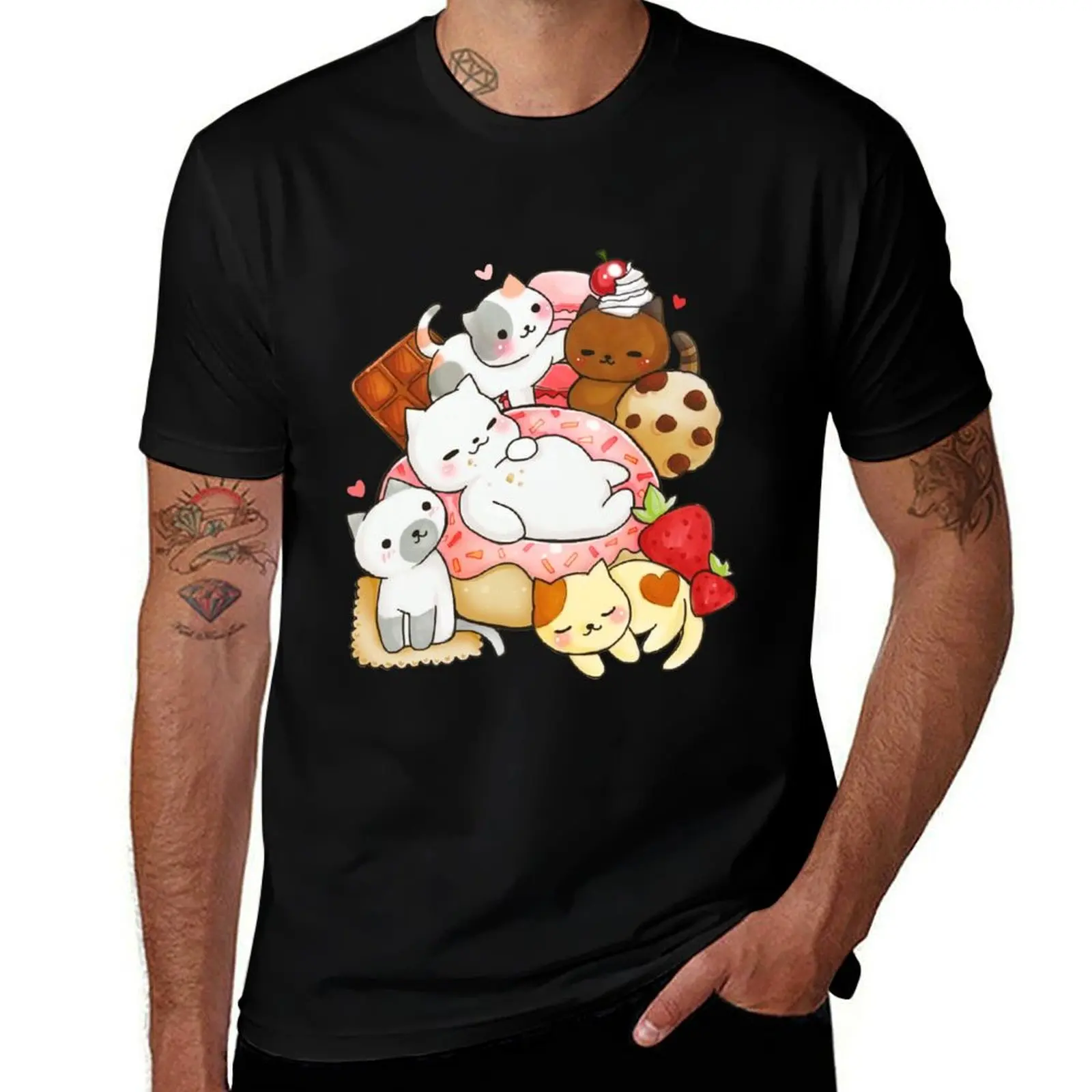 soft t t man t cotton shirts T-Shirt sweet Neko Atsume man for T-Shirt man cats designer shirts funny shirt