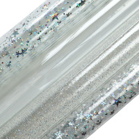 50x120cm Glitter Powder Stars Clear Transparent PVC Jelly Vinyl Fabric Leather For Bow DIY Handbags Craft Sewing H048