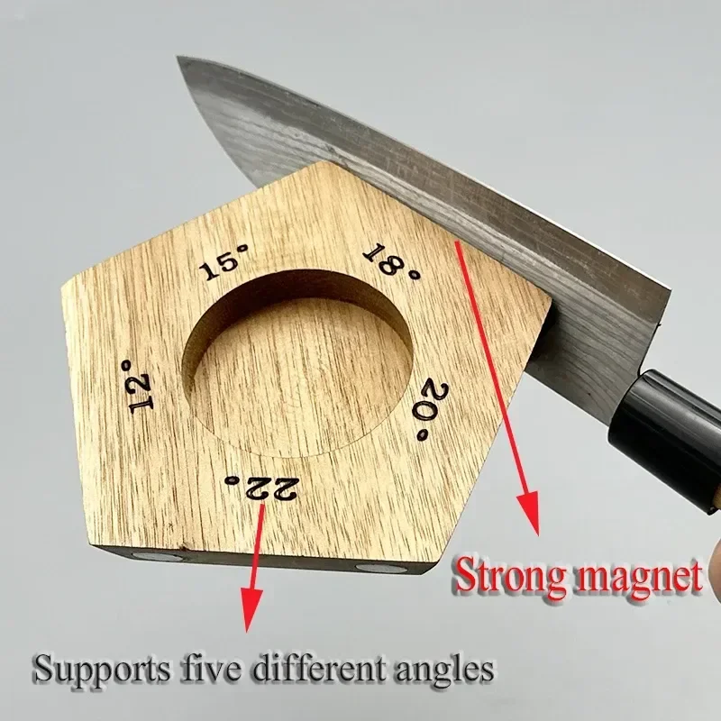 Magnetic Sharpening Stone for Knife Sharpening Stone Plate 5 Angle Roller Kitchen Wooden Knife Sharpening Tool Knife Holder set