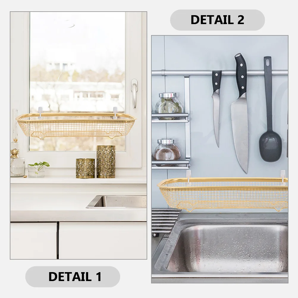 

2pcs Stainless Steel Chopsticks Basket Golden Tableware Holder 294 Utensil Container Drainage Ventilation Home Kitchen Storage