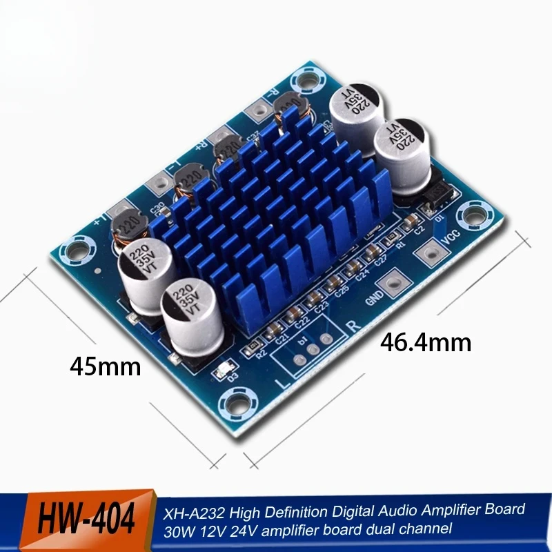Placa de amplificador de potencia de audio estéreo digital de 2.0 canales XH-A232 30W+30W DC 8-26V 3A TPA3110 para Arduino