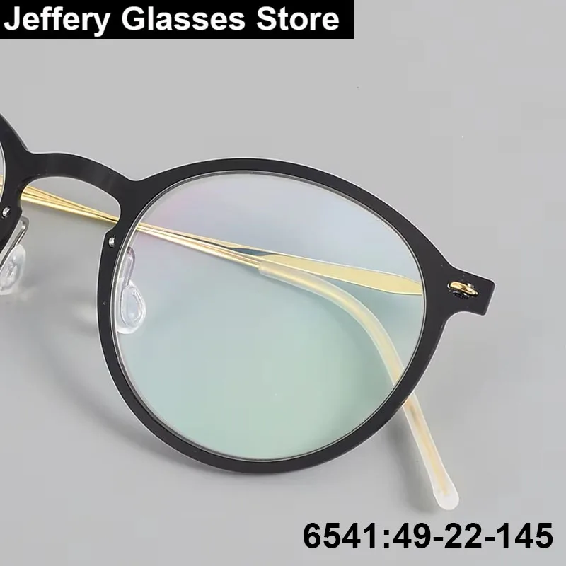 

Дания, круглая безвинтовая оправа для очков 6541, мужские и женские сверхлегкие очки из титана и ацетата 4 г, корейские модные простые очки