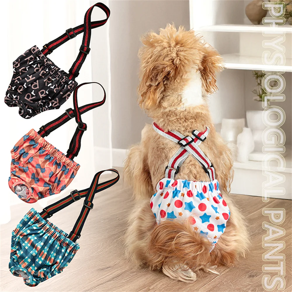 Reusable Female Dog Physiological Pants for Small Medium Dogs Adjustable Pet Diapers Poodle Shiba Inu Shorts Mascotas Underwear
