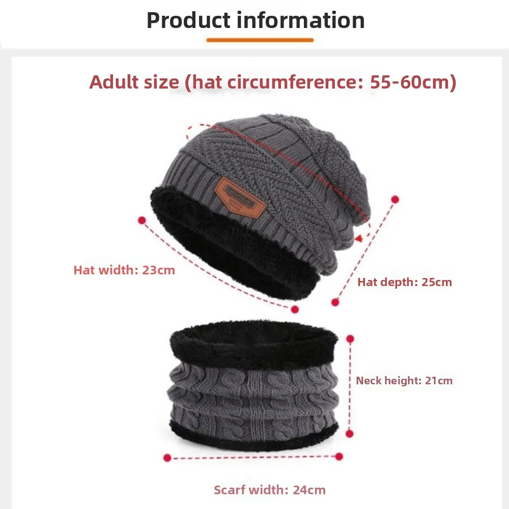 Modny ciepły zestaw czapka i szalik na jesień i zimę, dziergany szalik na szyję, zestaw czapki i szalika, gruby, miękki polarowy komplet czapka narciarska i czapka typu bonnet.