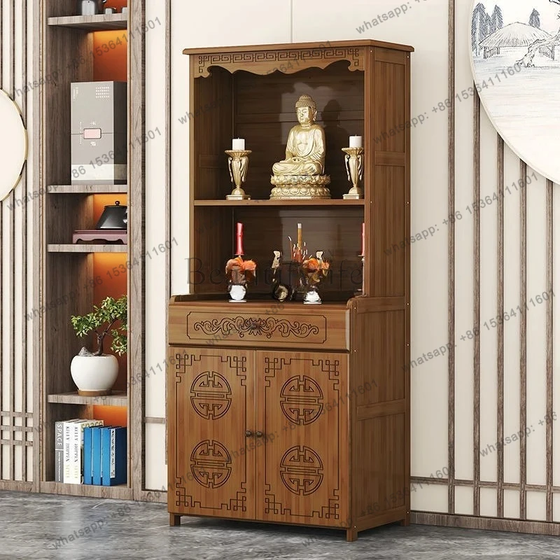 floor-to-ceiling altar cabinet new Chinese-style offering table incense table fairy niche household indoor Guanyin   desk