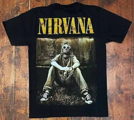 Nirvana Y2k Short Sleeves Classic Oversized Unisex Streetwear Trendy Cotton Graphic Print Crew Neck T-Shirt Couples high quality