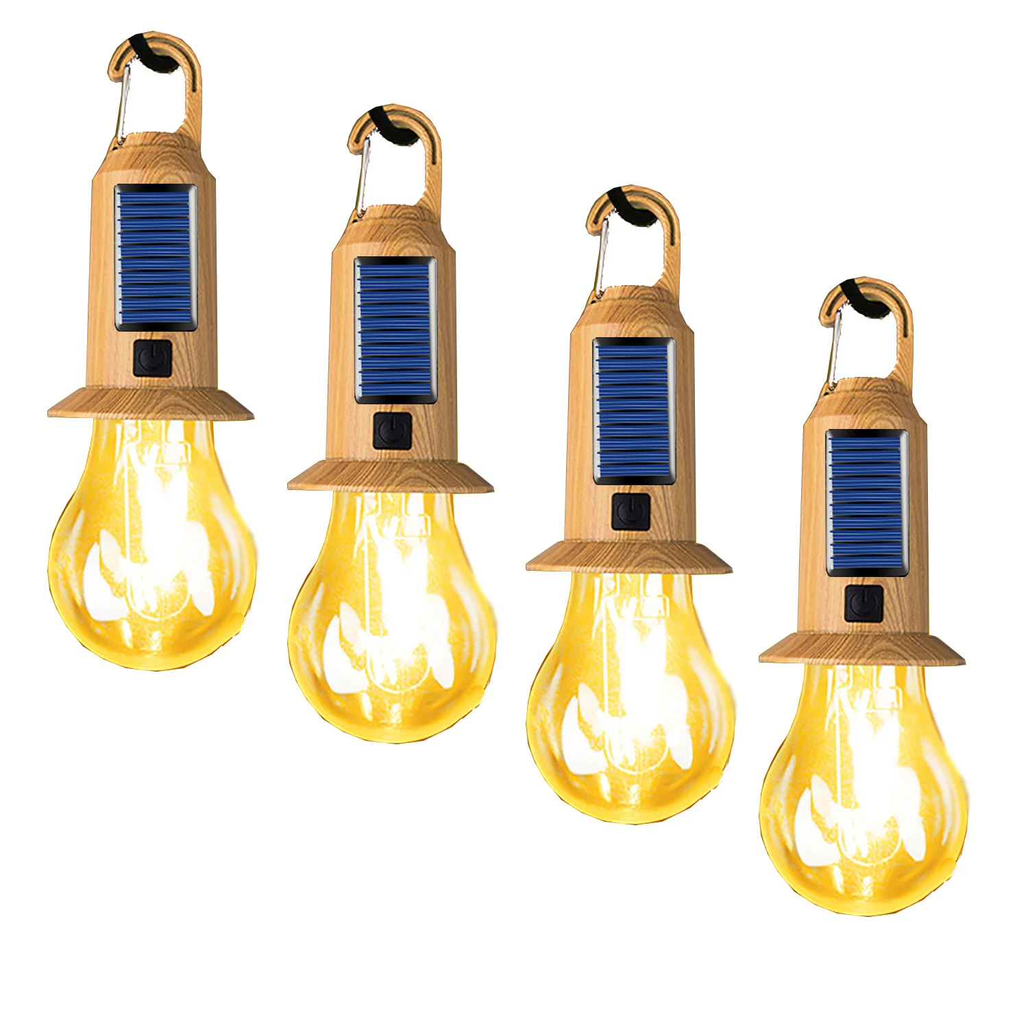 Solar/USB Charging LED Lamp Bulbs Outdoor Camping Light Remote Control Tent Lantern Warm Light Tungsten Filament Bulbs 1/4 PCS