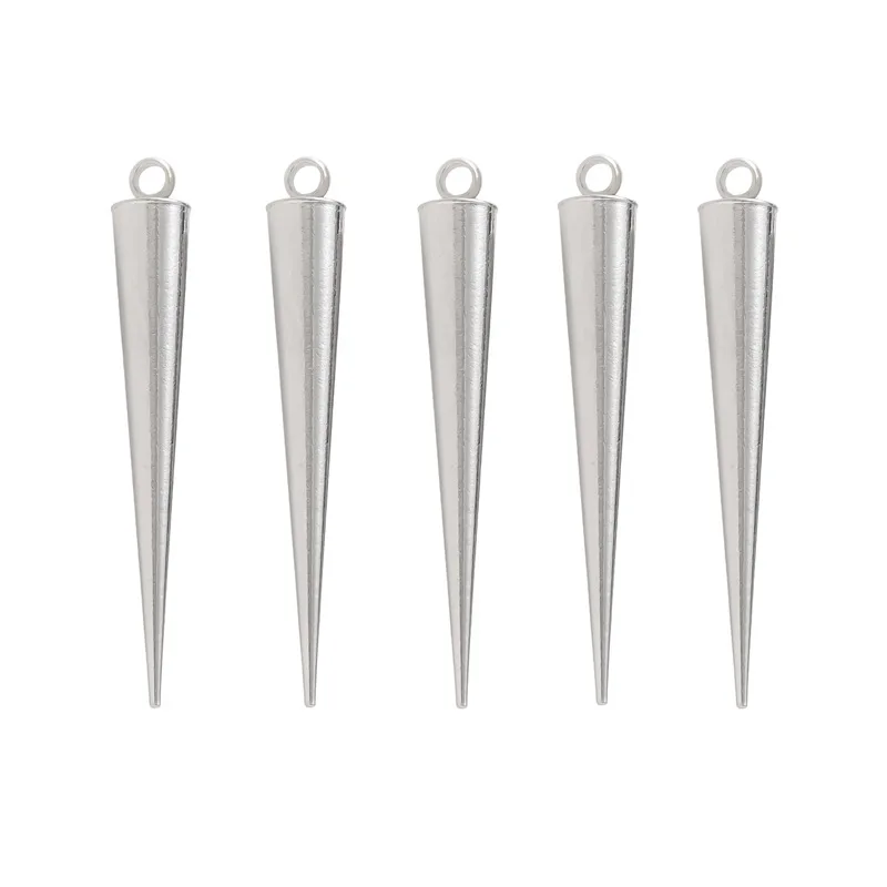 6 Stück Edelstahl Große Kegel-Anhänger Bullet Spike Perlen Charms für Damen und Herren Creolen Halsketten Schmuckherstellung – Detail 3