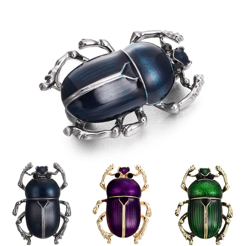 § 1pc  Animal Brooch Men Women Retro Drip Oil Rhinestone Beetle Pin Luxury High-end Elegant Lady  Pin Accessories