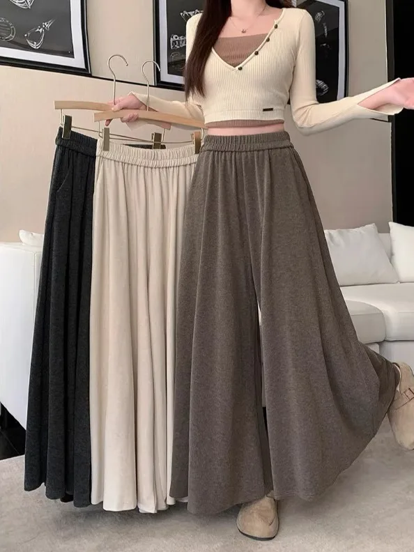 Laziness Style Wide Leg Pants Women's plus Size Comfortable High Waist Korean Version Autumn New Fashion Trendy Trousers