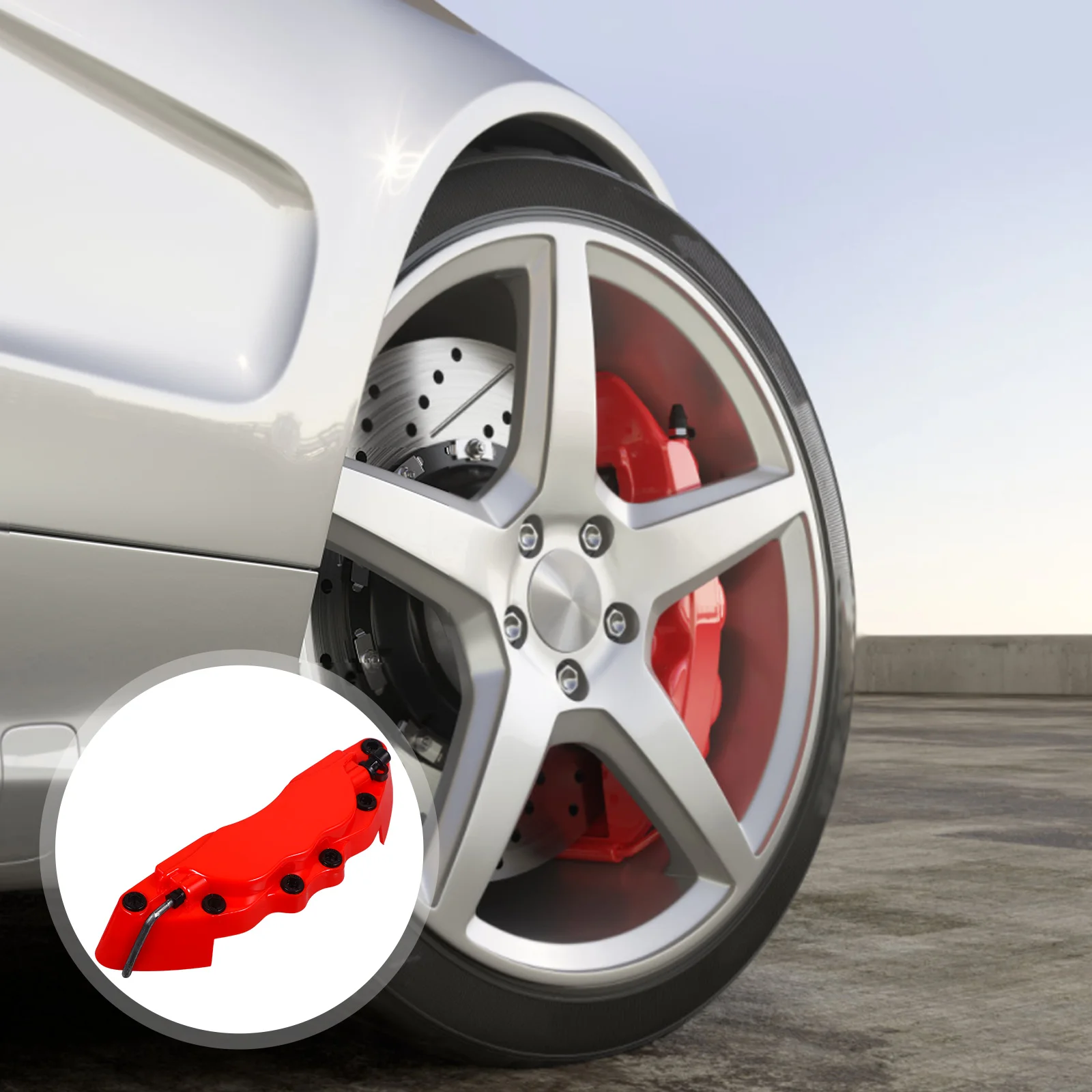 

2pcs Brake Caliper Covers Red Large Stylish ABS Material Easy Installation Car Wheel Hub Decorative Accessories Rear Brake