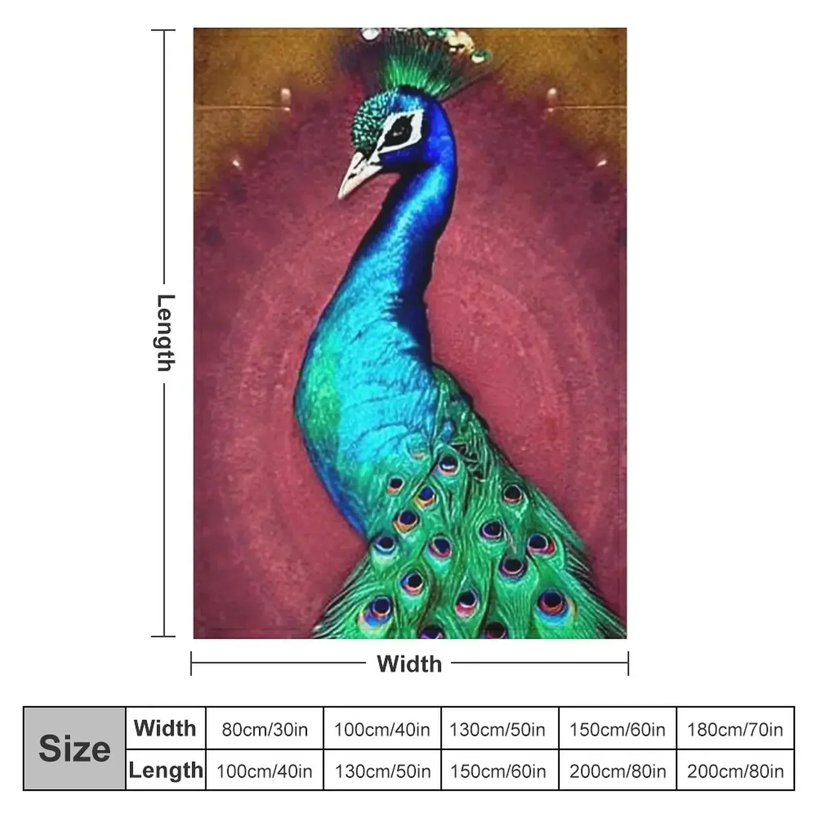 Sophisticated Peacock Throw Blanket couch cozy soft plush fuzzy picnic outdoor blanket