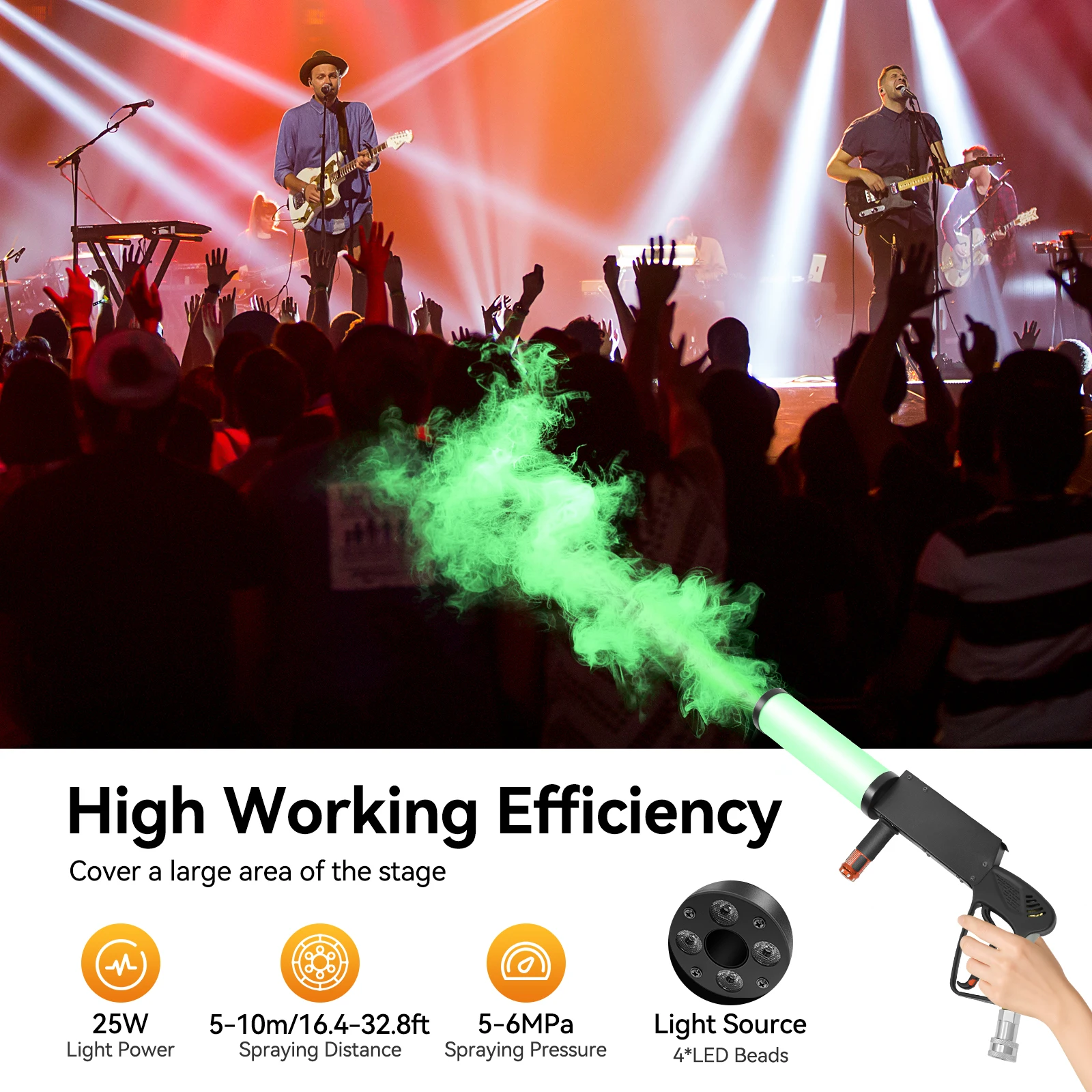 

Portable Smoke Machine Handheld CO2 Fog Machine RGB Lights 5-10m Spraying Stage Effect Equipment Tube for Party Music Festival